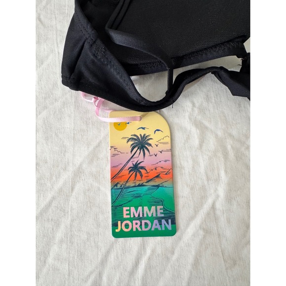 Emme Jordan Black Bikini Set Ring Detail Tie Straps Swimsuit small size‎ - Picture 5 of 8